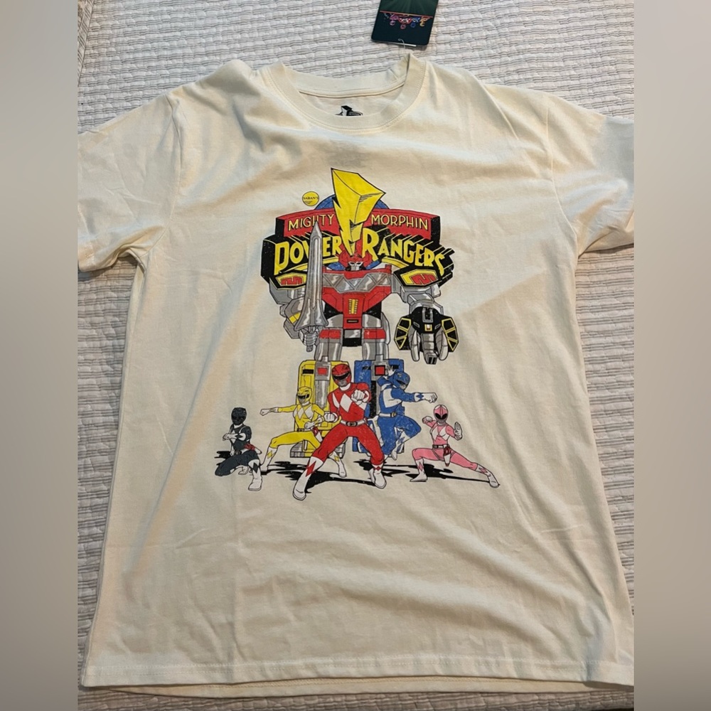 Power Rangers Beige Yellowish Tee Shirt Top. NEW!! Size: M Unisex